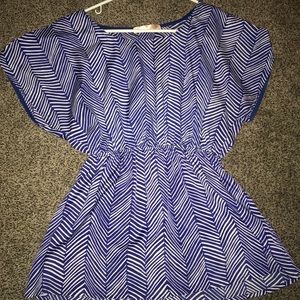 Silk blue and white shirt